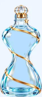 Golden hourglass bottle