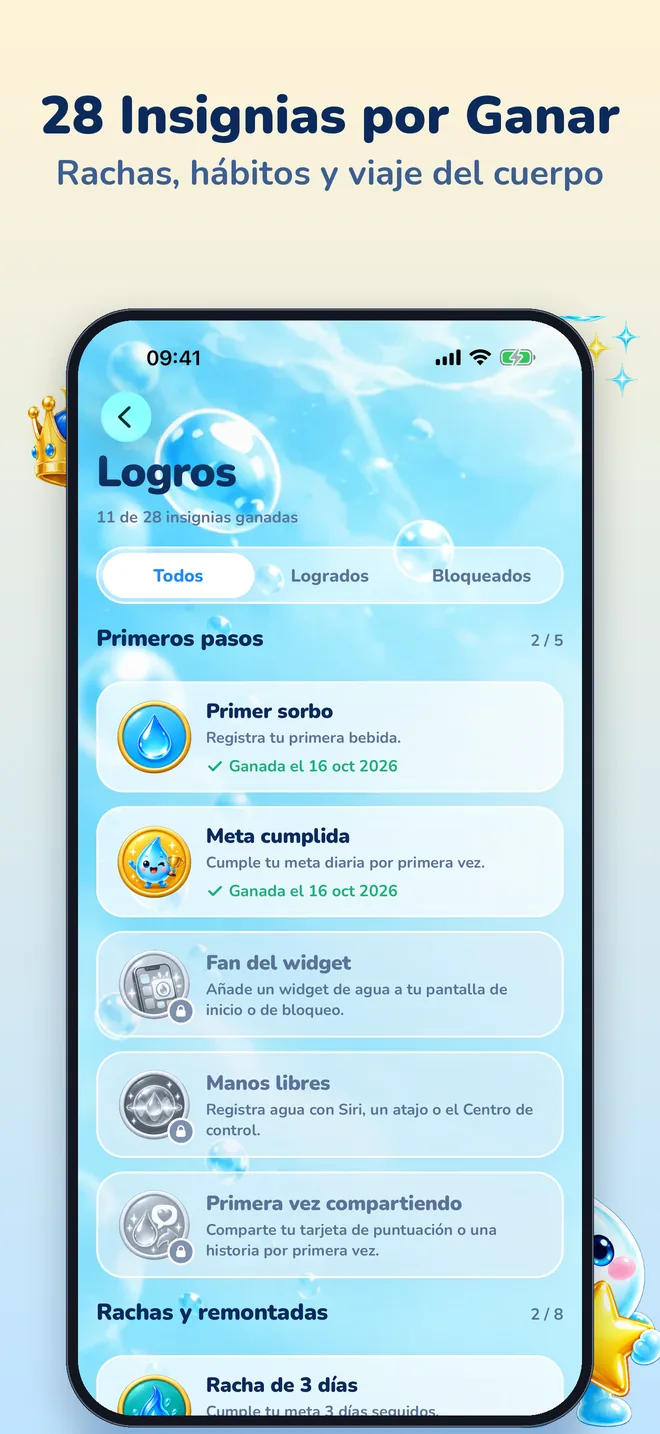 28 Insignias por Ganar: rachas, hábitos y viaje del cuerpo