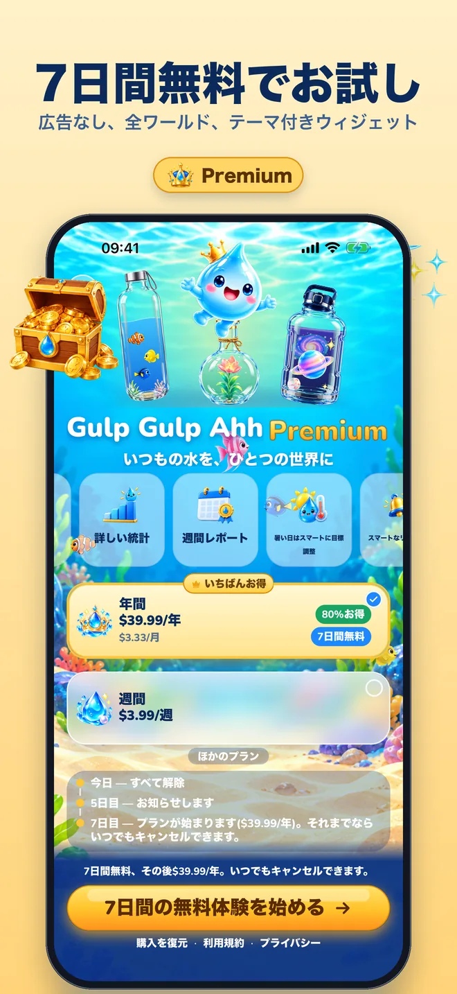 7日間無料でお試し:年間・週間プランと無料体験のスケジュール
